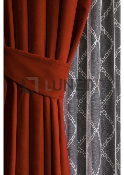 Kullanıma Hazır Kiremit Rengi Pilesiz Ekstraforlu Düz Dikim Fon Perde Tek Kanat 12486 fiyatları