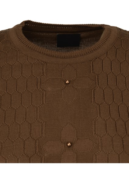 Kadın Kışlık Pamuklu Triko Dokuma Anne Kazak Boncuklu Bahçem Motifli Armut Yakalı Rahat modelleri