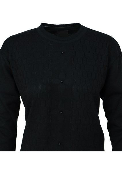 Kadın Kışlık Pamuklu Triko Dokuma Anne Kazak Boncuklu Bahçem Motifli Armut Yakalı Rahat fiyatları