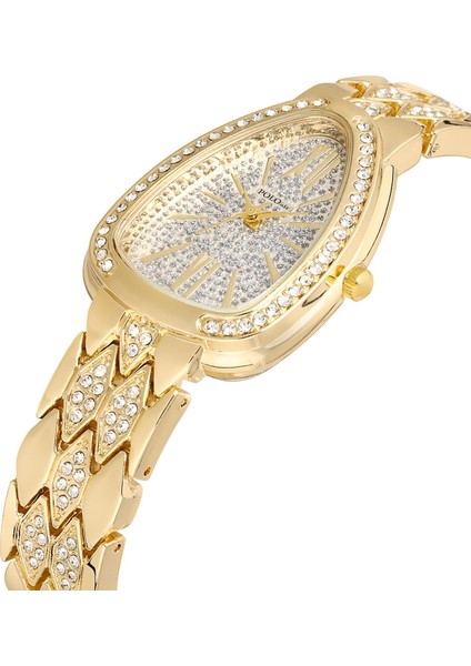 Yılan Desen Taşlı Kadın Kol Saati Zirkon Taşlı Baget Bileklik Kombin Gold Renk PL-1520B1 fiyatları