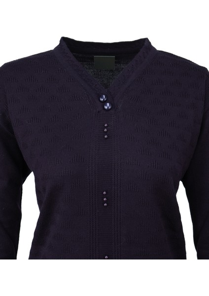 Kadın Kışlık Pamuklu Triko Dokuma Anne Kazak Boncuklu Piramit Motifli Armut Yakalı Rahat fiyatları