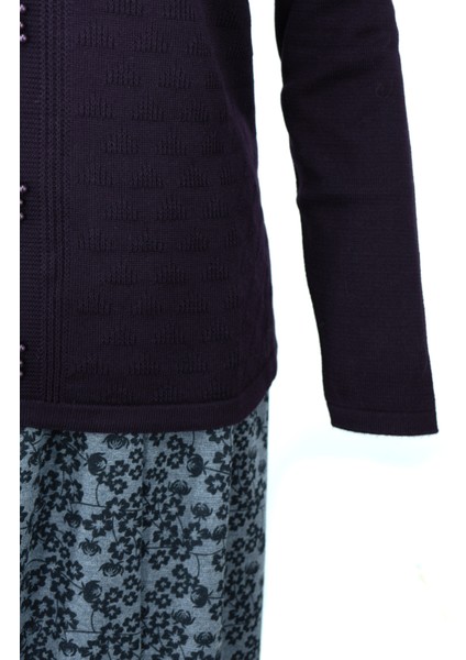 Kadın Kışlık Pamuklu Triko Dokuma Anne Kazak Boncuklu Piramit Motifli Armut Yakalı Rahat fırsatları