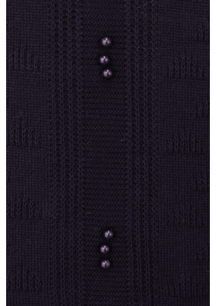 Kadın Kışlık Pamuklu Triko Dokuma Anne Kazak Boncuklu Piramit Motifli Armut Yakalı Rahat indirimleri