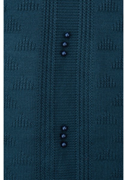 Kadın Kışlık Pamuklu Triko Dokuma Anne Kazak Boncuklu Piramit Motifli Armut Yakalı Rahat indirimleri