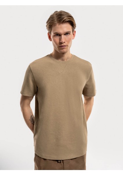 Regular Fit Bej Erkek T-Shirt LF2034875