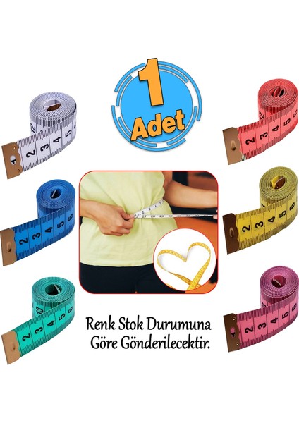 Yumuşak Şerit Terzi Metresi 1.5 Metre Renk Seçenekli Mezura Pvc Diyetisyen Bel Ölçüm Bandı 1 Adet