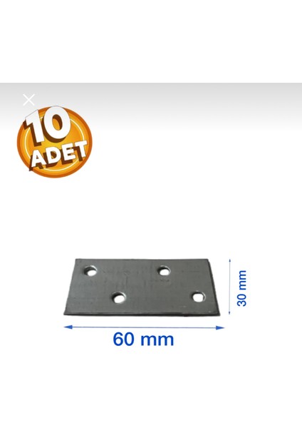 Düz Metal Bağlantı 60X30 mm (10 Adet)