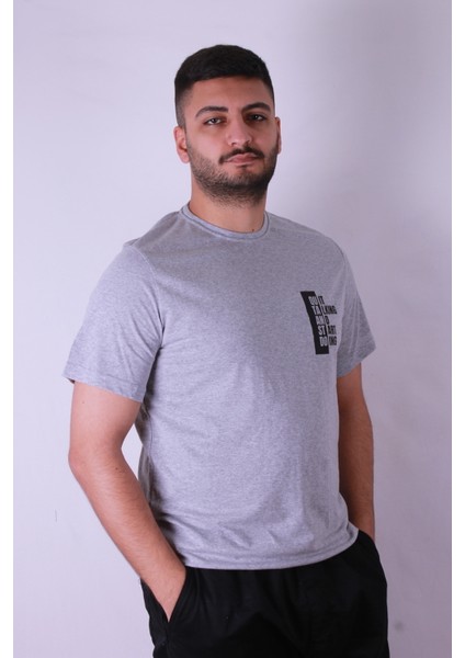 Quit Talking Baskı Gri Erkek T-Shirt