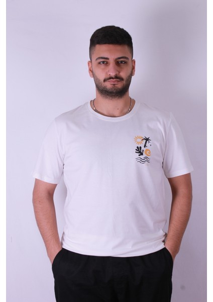 Yakamoz Baskılı Beyaz Erkek T-Shirt Tr-10