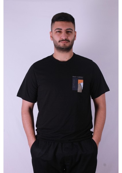 Trust - Yourself Baskı Siyah Erkek T-Shirt