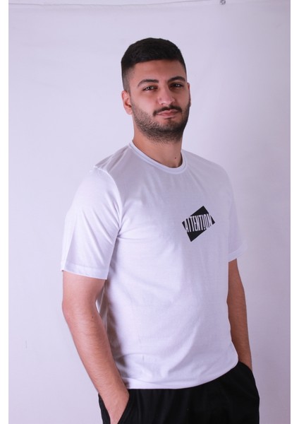 Attent!on Baskı Beyaz Erkek T-Shirt