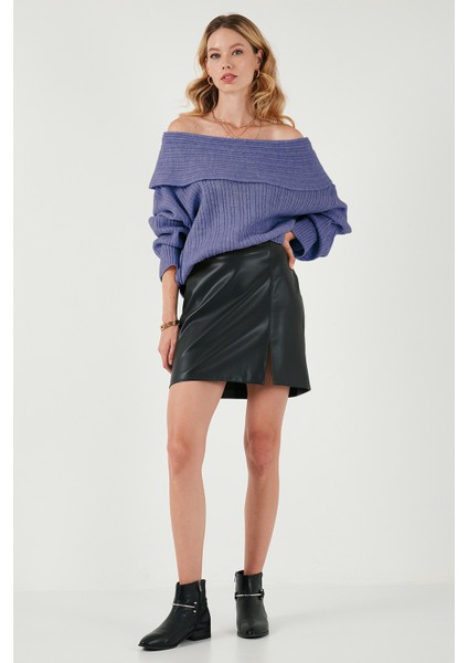 Oversize Fit Madonna Yaka Triko Kazak Bayan KAZAK 4615216 modelleri