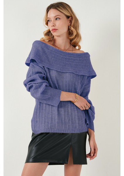 Oversize Fit Madonna Yaka Triko Kazak Bayan KAZAK 4615216