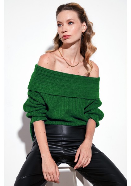 Oversize Fit Madonna Yaka Triko Kazak Bayan KAZAK 4615216