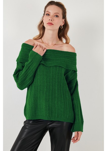 Oversize Fit Madonna Yaka Triko Kazak Bayan KAZAK 4615216 modelleri