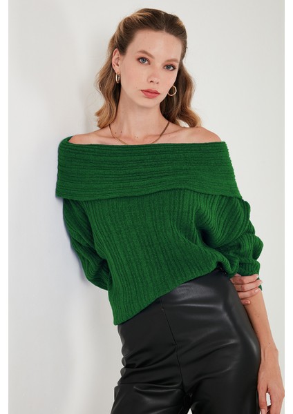 Oversize Fit Madonna Yaka Triko Kazak Bayan KAZAK 4615216 indirimleri