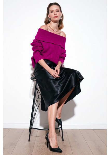 Oversize Fit Madonna Yaka Triko Kazak Bayan KAZAK 4615216 fiyatları