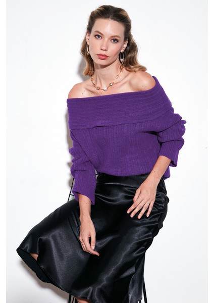 Oversize Fit Madonna Yaka Triko Kazak Bayan KAZAK 4615216