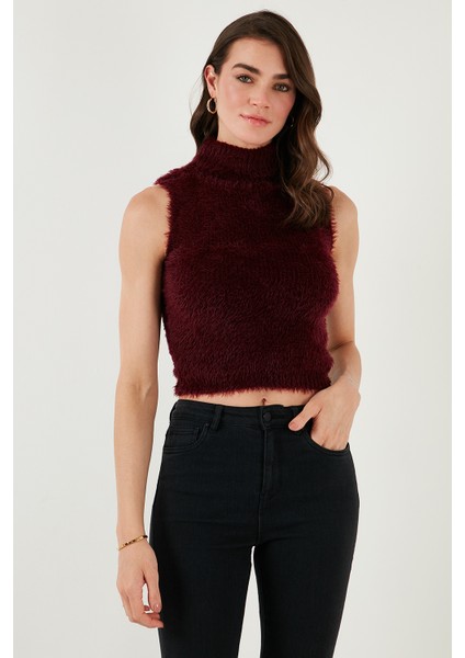 Yumuşak Tüylü Slim Fit Balıkçı Yaka Crop Süveter Bayan SÜVETER 4615566