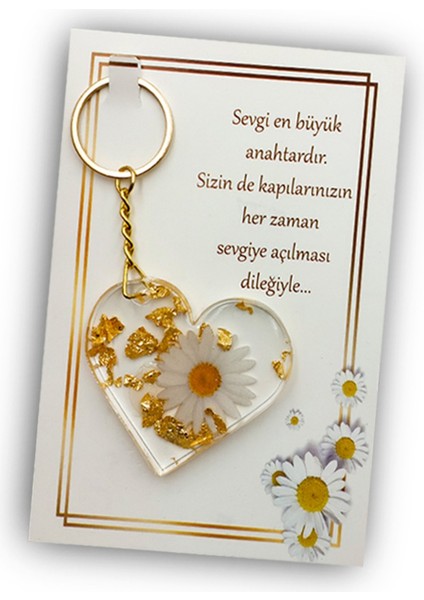 Kasada Içinde Sevgililer Günü Temalı Kişiye Özel Beyaz Kupa & Papatya Kolye & Çiçek Mum & Anahtarlık Hediye Seti