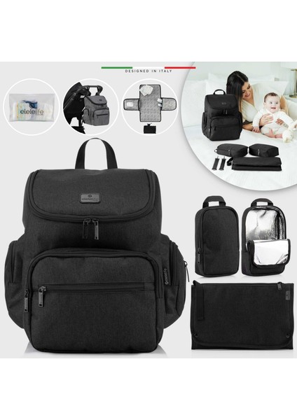 Elelelife Flora 2 4in1 Anne Bebek Bakım Çantası Siyah