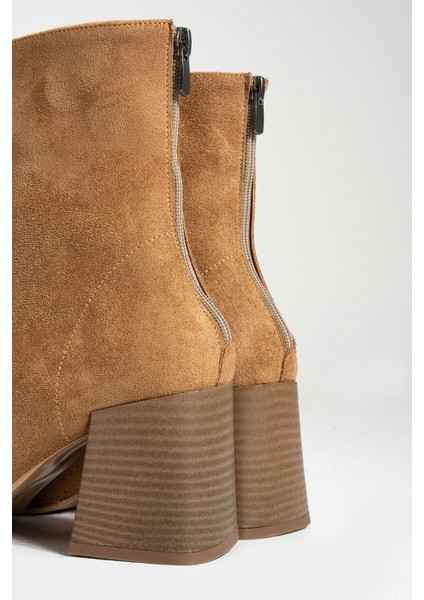 Açık-Taba Süet Kadın Topuklu Bot fiyatları