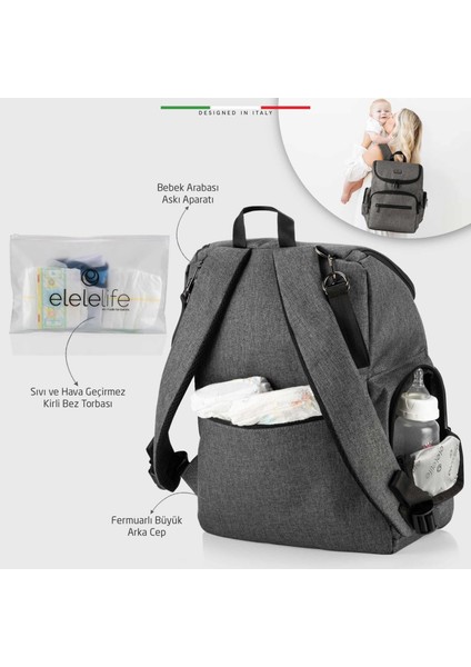Elelelife Flora 2 4in1 Anne Bebek Bakım Çantası Gri fırsatları