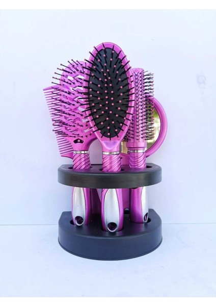 Standlı 5 Parça Profesyonel Tarak Seti Aynalı Set Halinde Unisex