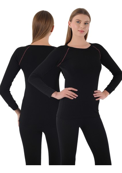 Kadın Siyah Uzun Kollu Termal Alt Üst Içlik Takımı