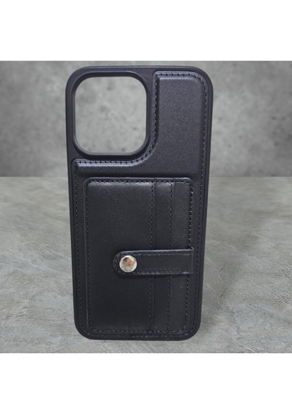 iPhone 15 Pro Max Siyah Suni Deri Kartlıklı Premium Kılıf fiyatları