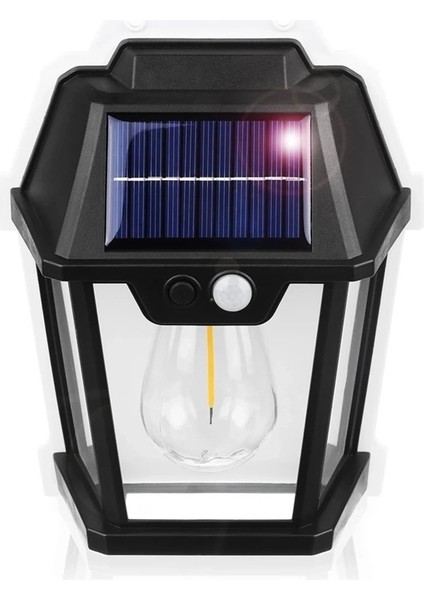 18W Sensörlü Gün Işığı Rustik Güneş Enerjili Bahçe Lambası Ev Balkon Teras Veranda Solar Aplik