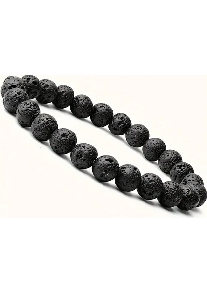 Online Kordon Siyah Lav Taşı 8mm Oval Kesim Doğal Taş Bileklik