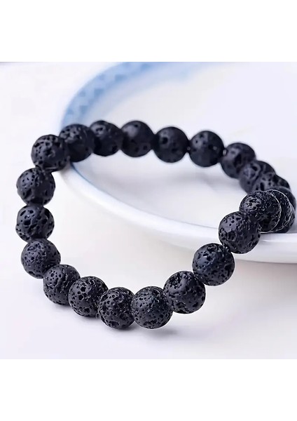 Online Kordon Siyah Lav Taşı 8mm Oval Kesim Doğal Taş Bileklik fiyatları