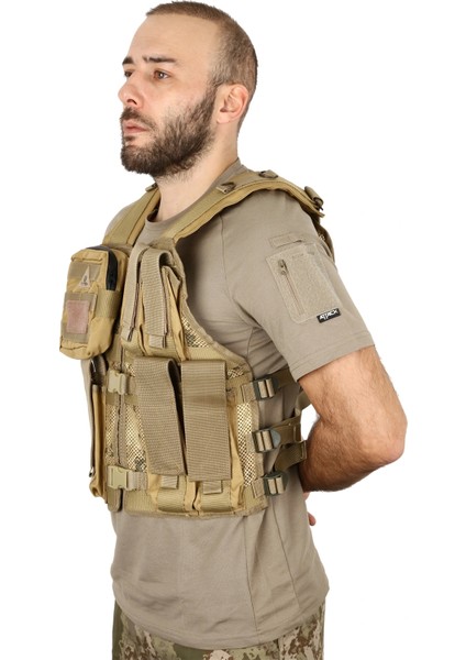 Jandarma Ak Fermuarlı Arkası Fileli 6 Cepli Yelek