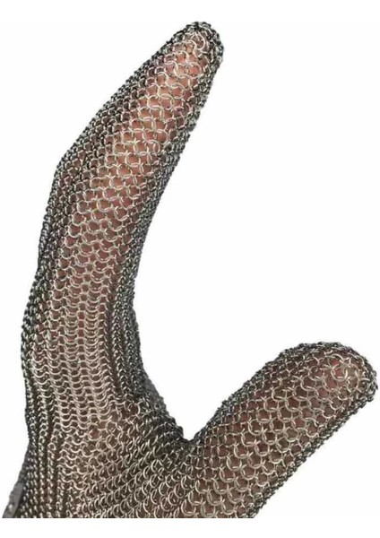 Çelik Kasap Eldiveni | Kesilmez Çelik Örgü Apron Eldiven 8 cm Kırmızı (M) (El-Uzk)
