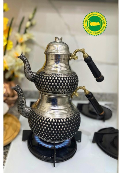 Petek Işleme Kalın Bakır Gri Çaydanlık