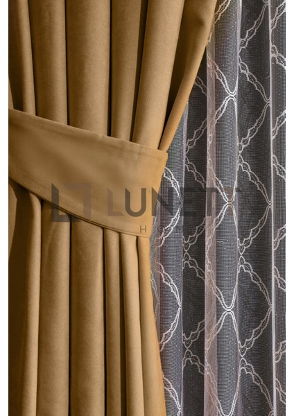 Kullanıma Hazır Deve Tüyü Rengi Pilesiz Ekstraforlu Düz Dikim Fon Perde Tek Kanat 9243 fiyatları