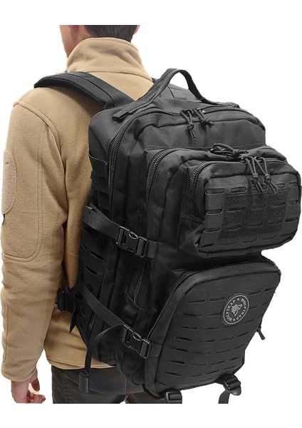 Siyah 45 Litre Kamp ve Outdoor Sırt Çantası, Siyah Taktik Çanta