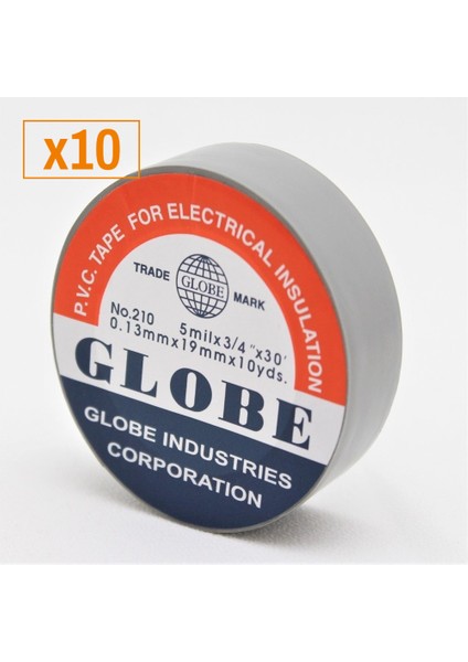 Gri Globe Izole Bant (Elektrik Bandı)(10 Adet)