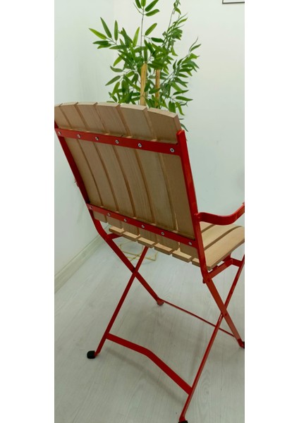 Katlanır Kol Dayamalı 2'li Set Naturel Dolu Demirden Kollu Takım (Bahçe-Balkon-Otel-Cafe) fiyatları