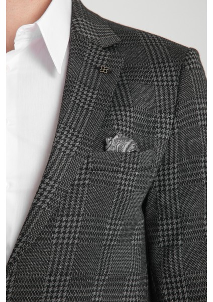 Eleventy Erkek Siyah Likralı Pamuk Karışımlı Ekose Desenli Slim Fit Spor Blazer Ceket fiyatları