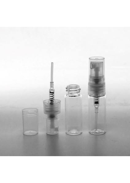 50 Adet Boş Cam Parfüm Numune Şişe, 3 Ml, Vidalı, Şeffaf, Kapaklı