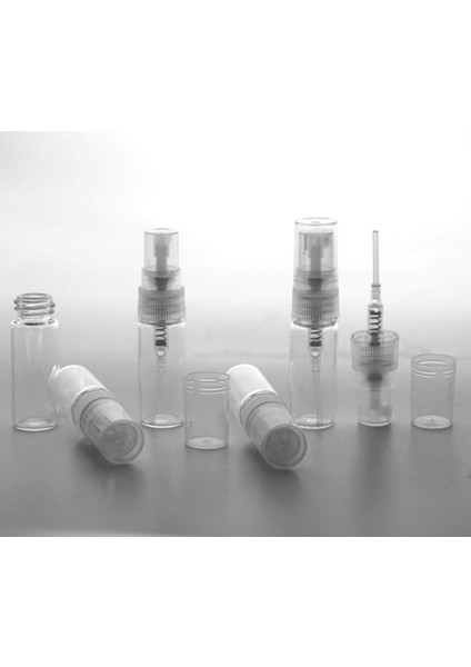 50 Adet Boş Cam Parfüm Numune Şişe, 3 Ml, Vidalı, Şeffaf, Kapaklı