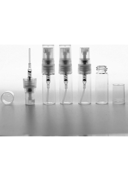 50 Adet Boş Cam Parfüm Numune Şişe, 3 Ml, Vidalı, Şeffaf, Kapaklı