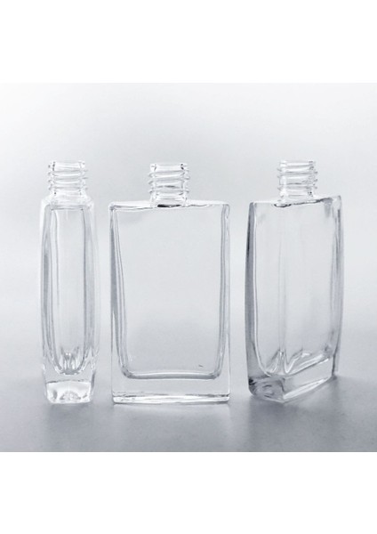 20 Adet Boş Cam Parfüm Şişe, 50 Ml, Ixr Model, Şeffaf, Plastik Valf ve Kapaklı