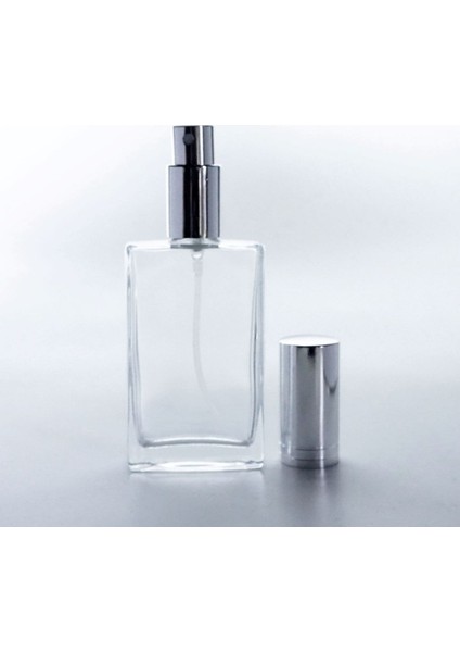 20 Adet Boş Cam Parfüm Şişe, 50 Ml, Ixr Model, Şeffaf, Metal Valf ve Kapaklı