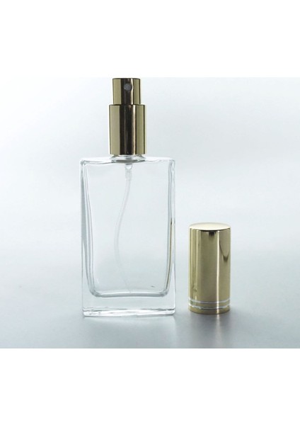 20 Adet Boş Cam Parfüm Şişe, 50 Ml, Ixr Model, Şeffaf, Metal Valf ve Kapaklı
