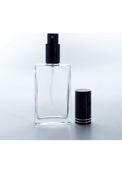 20 Adet Boş Cam Parfüm Şişe, 50 Ml, Ixr Model, Şeffaf, Metal Valf ve Kapaklı