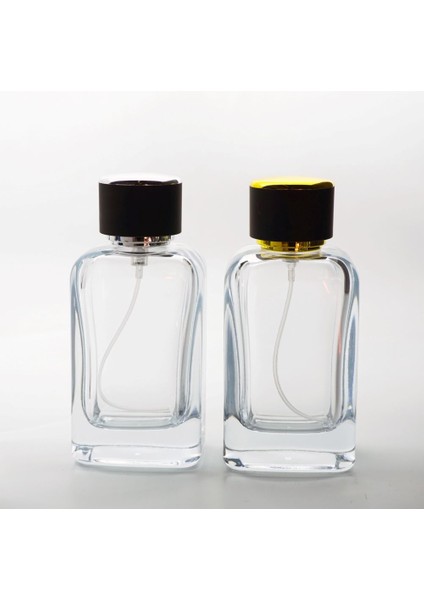 20 Adet Boş Cam Parfüm Şişe, 100 Ml, Klass Kare Model, Şeffaf, Geçmeli