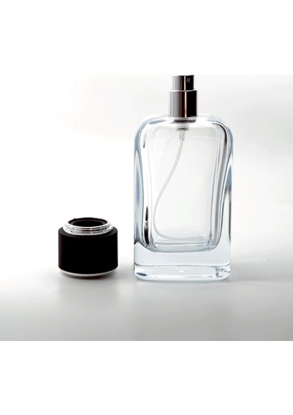 20 Adet Boş Cam Parfüm Şişe, 100 Ml, Klass Kare Model, Şeffaf, Geçmeli